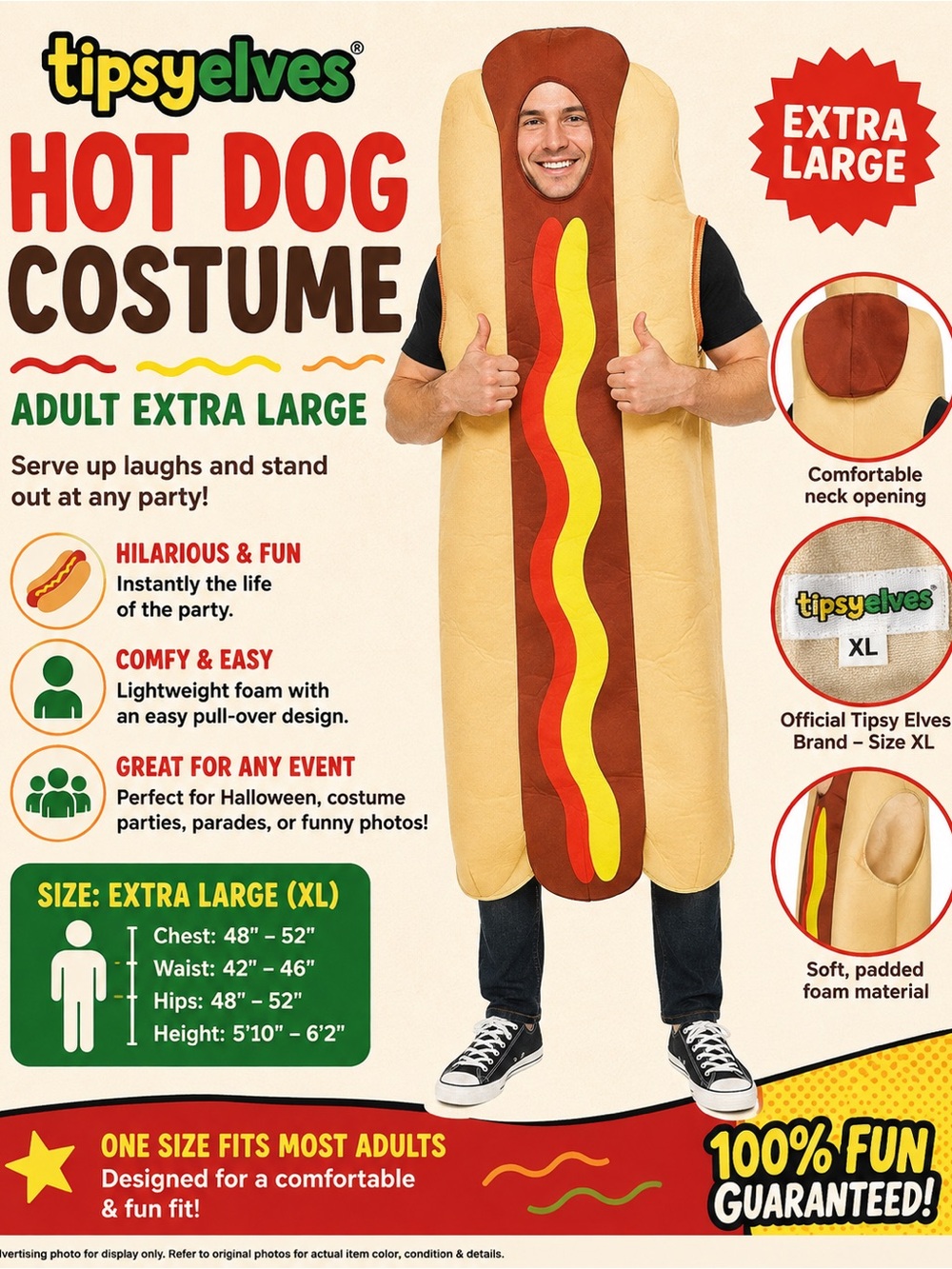 Tipsy Elves Brown and Green Branded Costume Interior Tag - XL